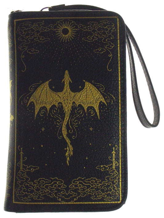Romantasy Dragon Book Wallet Snap Zipper RFID Blocking Wristlet Gift Purse