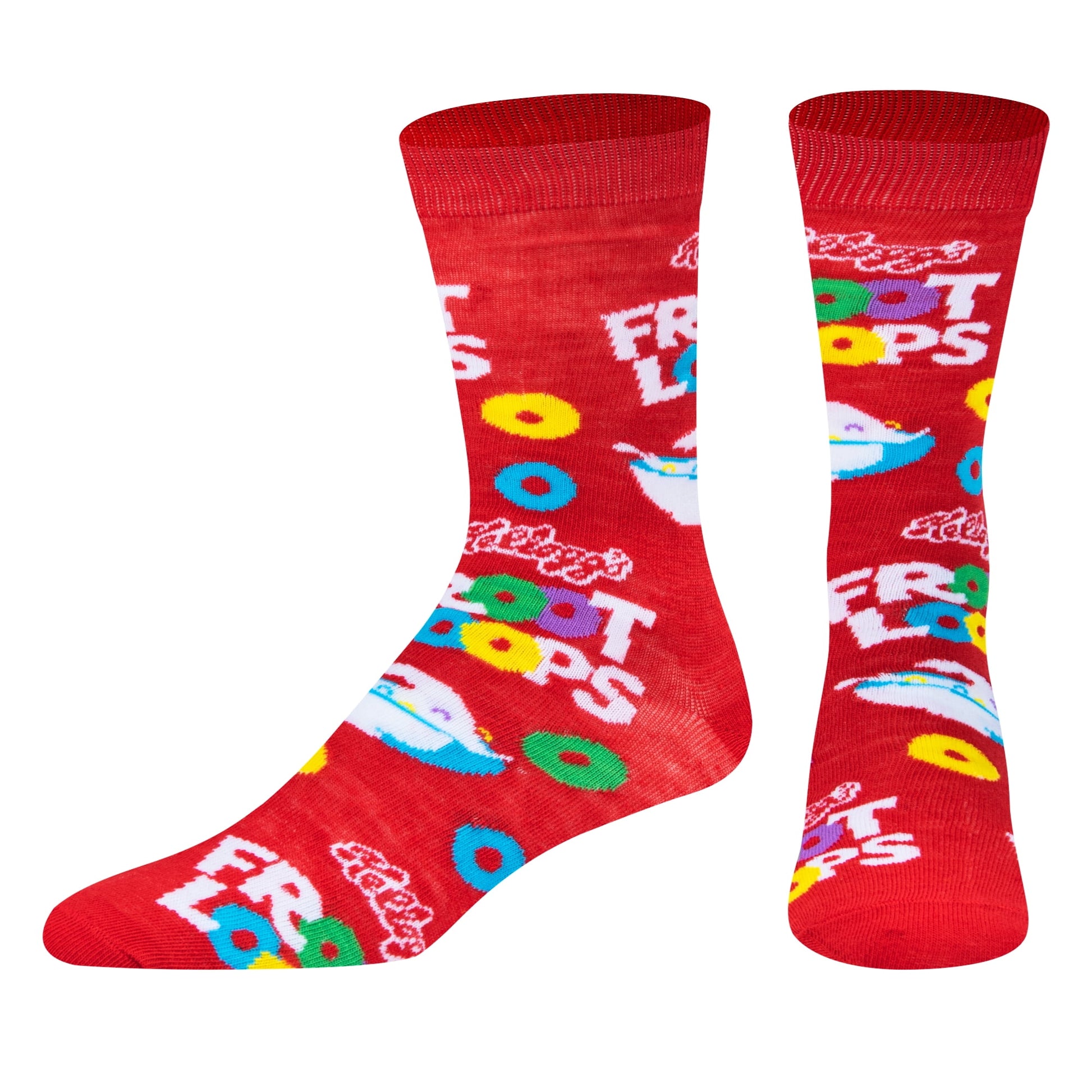 Crazy Socks Froot Loops Cereal Crew Socks, Size Large