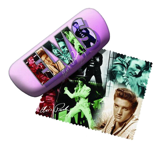 Spoontiques Padded Elvis Presley Eye Glass Case Collage with Lens Cloth