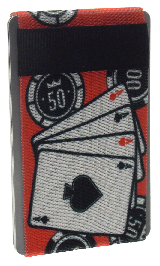 Poker Themed Minimalist Wallet for Men & Women, Elastic Band Minimal Slim Credit Card Holder For Thin Front Pocket Wallet or Money Clip Alternative