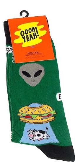 Beef Abduction Socks Novelty Fun Alien Cow