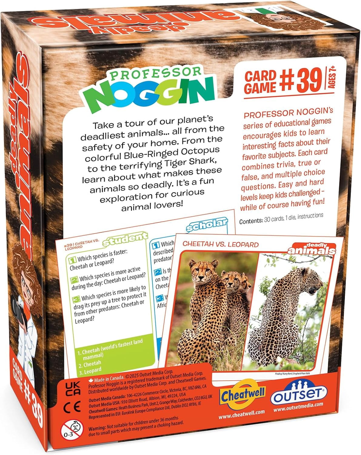 Professor Noggin: Deadly Animals Educational Card Game For 2 or more Players Ages 7 and up
