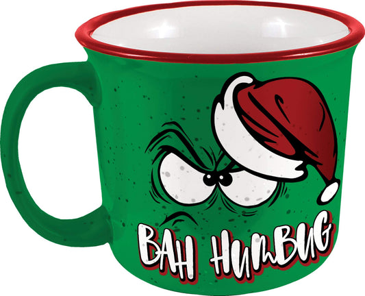 Spoontiques 21537 Bah Humbug Ceramic Camper Mug, 14 ounces, Green