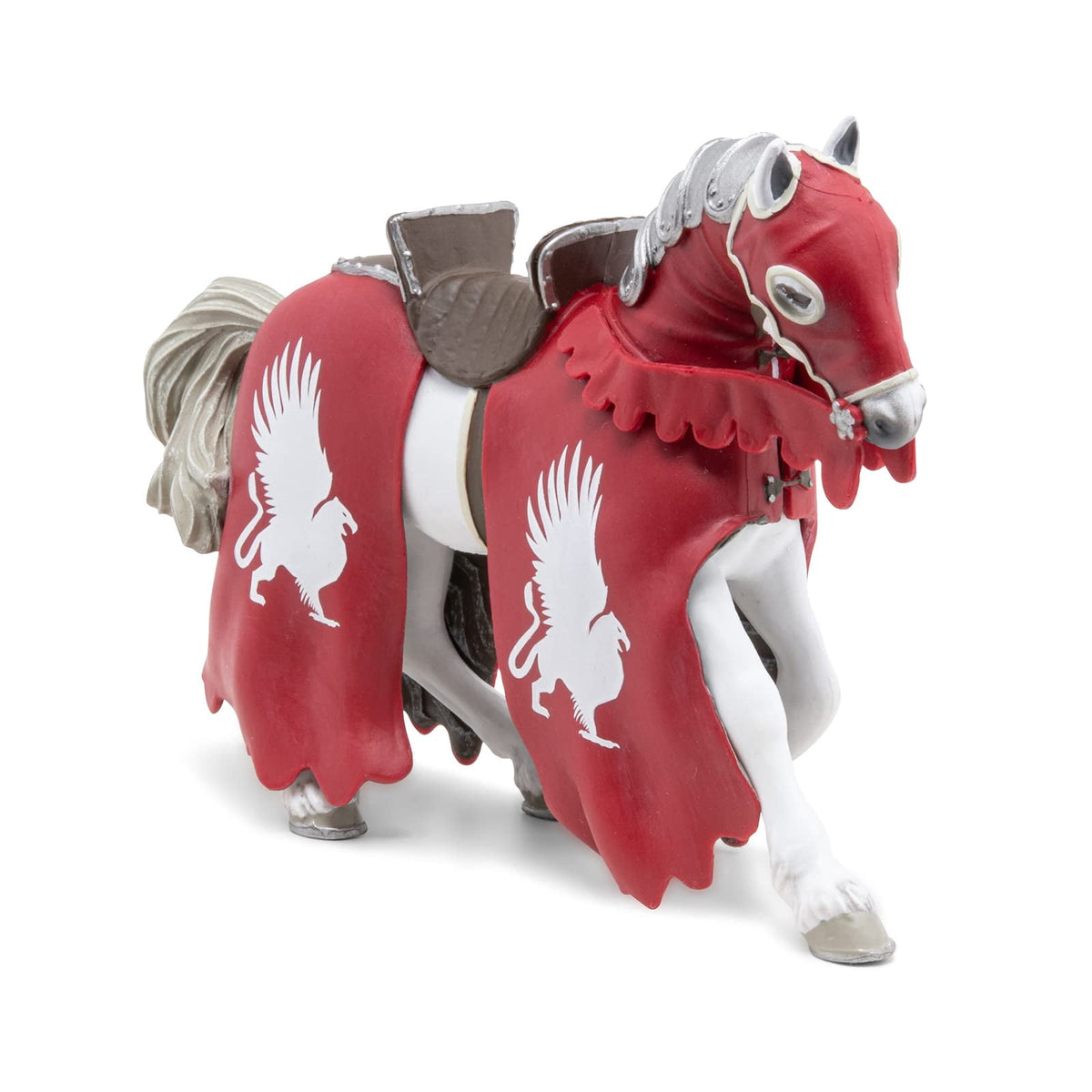 PAPO Fantasy World Griffin Knight's Horse Toy Figure, White/Red (39955)