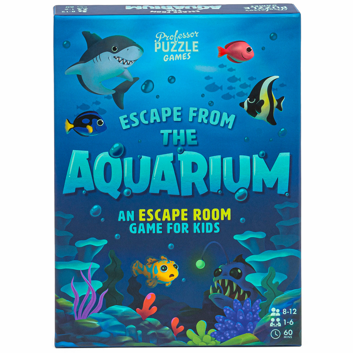Professor Puzzle: Escape From The Aquarium - Escape Room Game, 11 Logic-Number-Observational Puzzles, Co-Op Underwater Adventure, Kids 8+, 1-6 Players