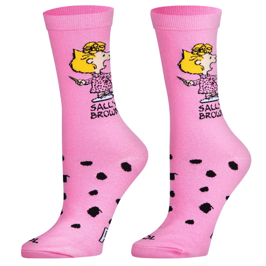 Cool Socks Sally Brown Peanuts Cartoon Retro Crew Socks, Size Medium