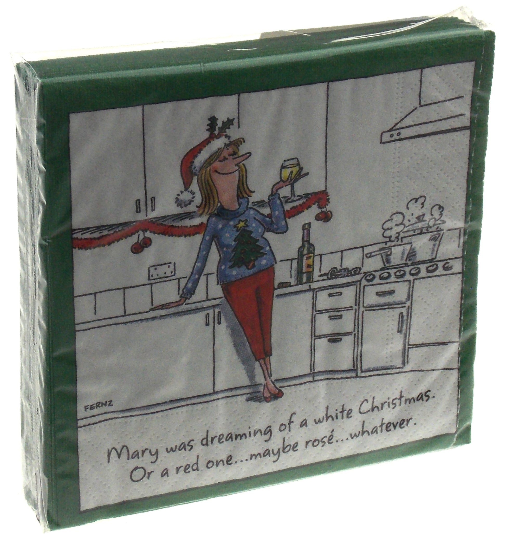 Dreaming of a White and Red Christmas Beverage Cocktail Napkins White Novelty Gag Gift - Set of 2, 40 Napkins Total
