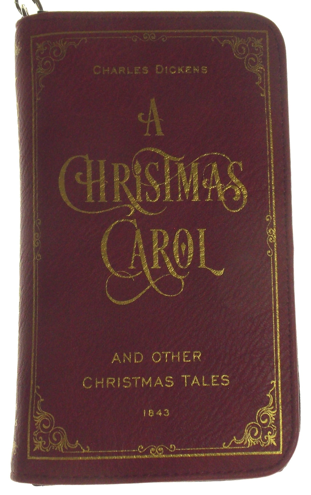 Charles Dickens Christmas Carol Red Faux Leather Zippered Wallet Cards Wristlet