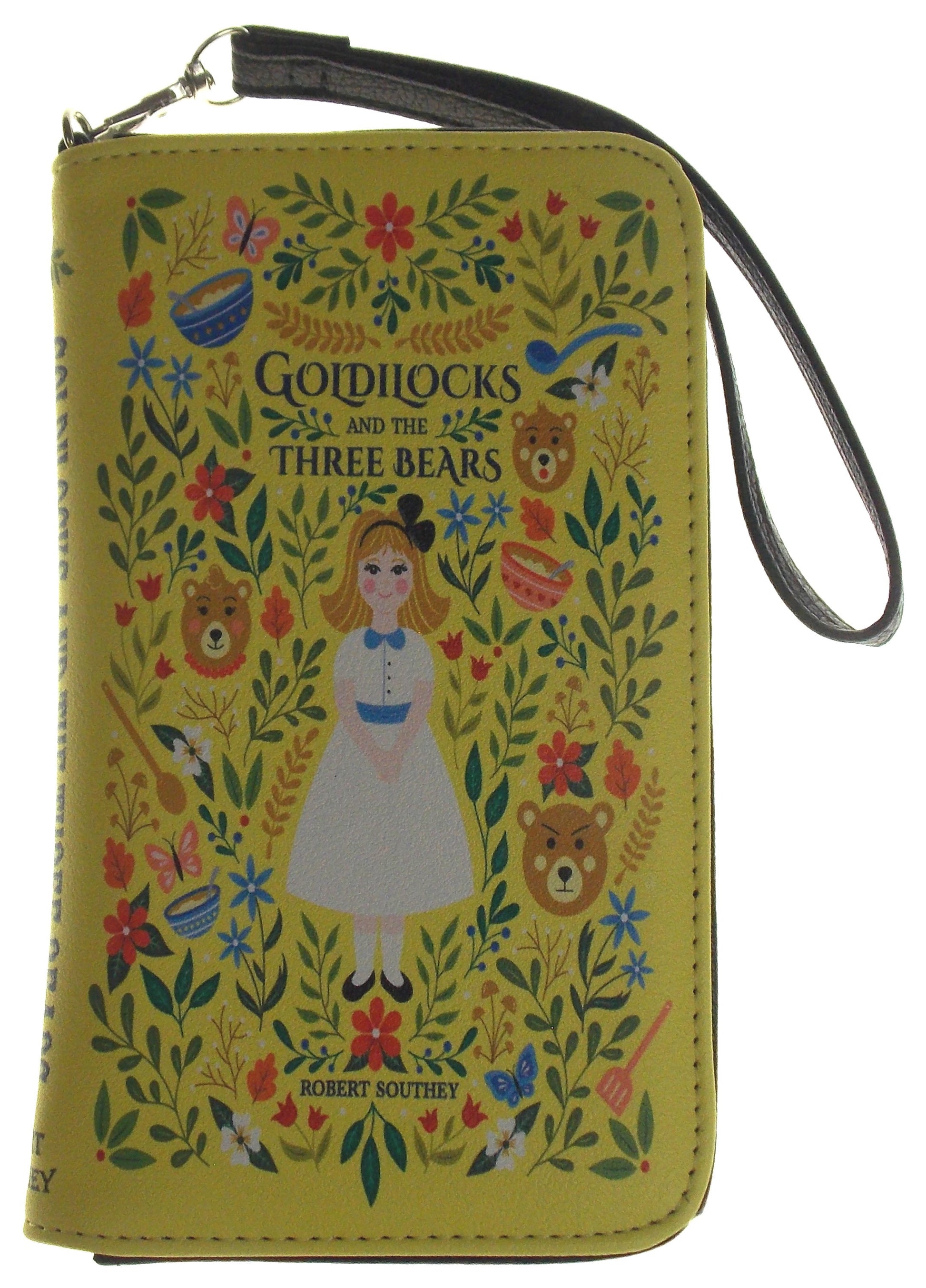 Goldilocks & The Three Bears Yellow Faux Leather Wristlet Wallet With Storybook
