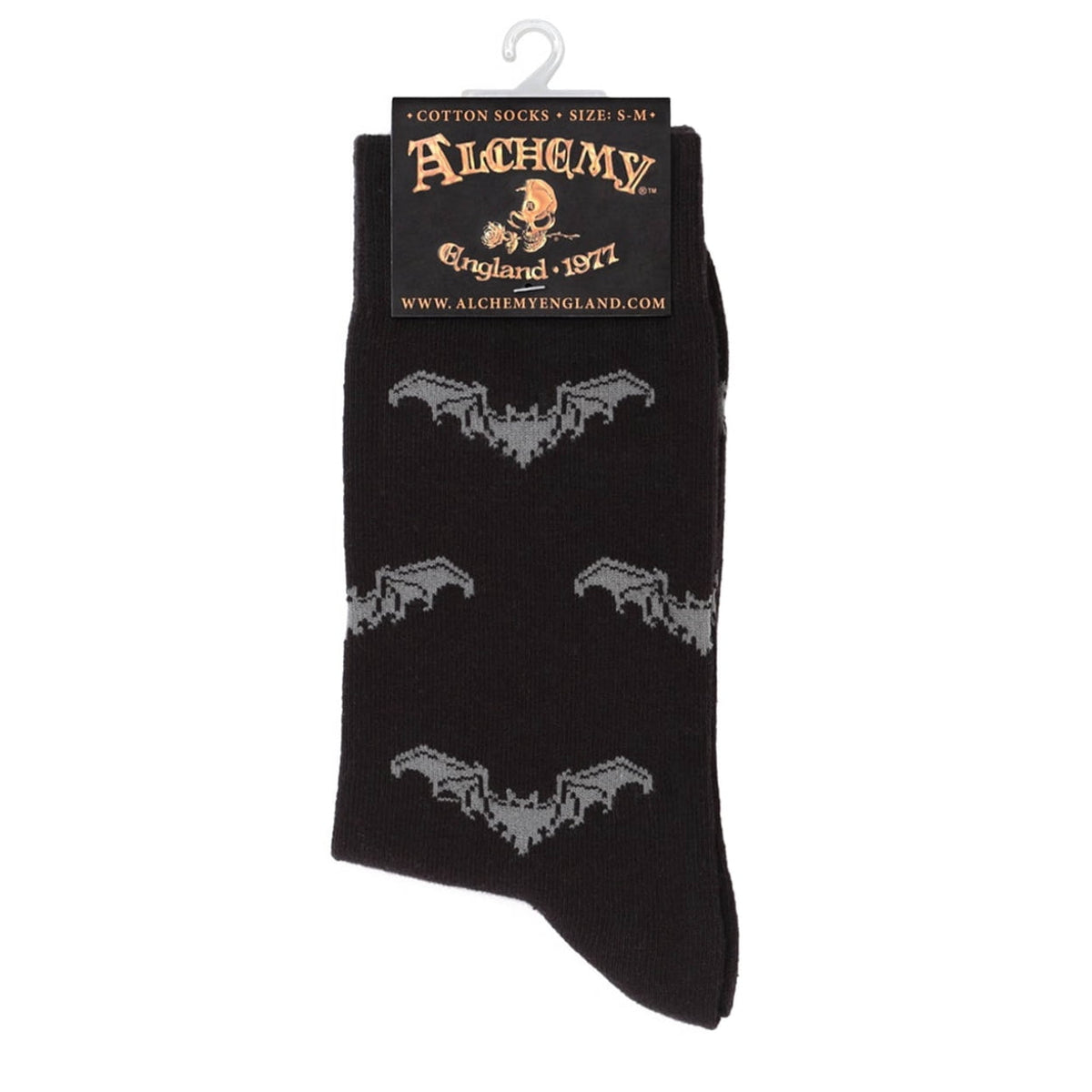 Alchemy Gothic Black Cotton, Polyamide And Elastane Gothic Bat Socks
