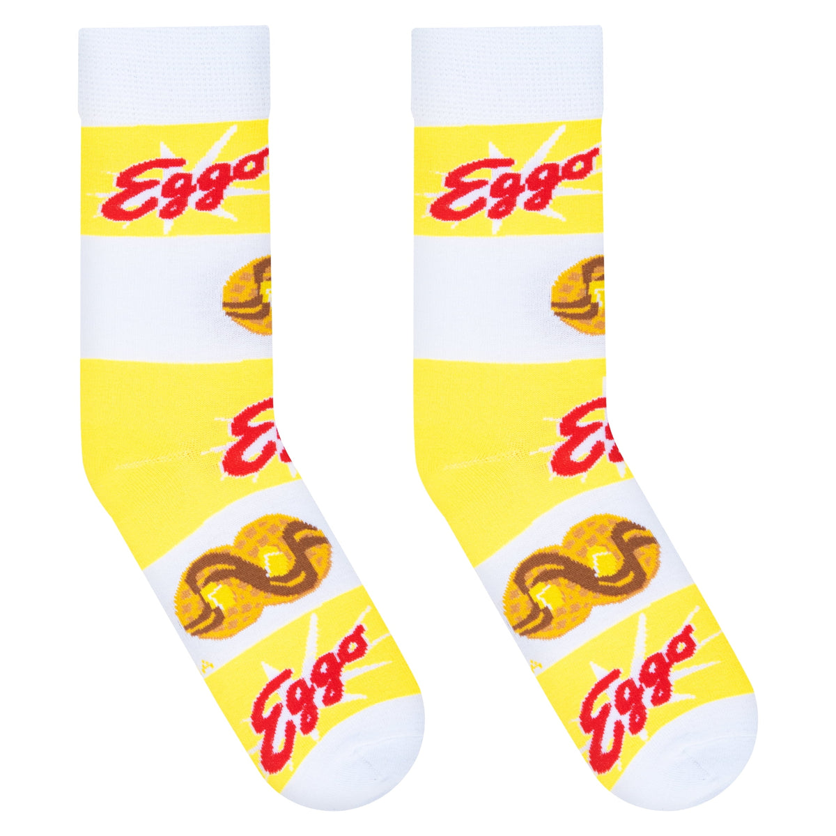 Crazy Socks, Eggo, Striped Breakfast Waffle, Men's Crew Socks Novelty Print