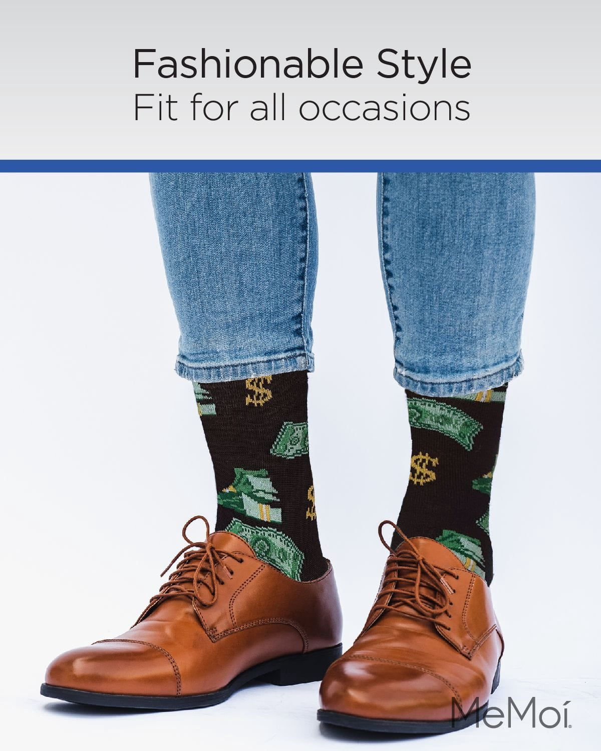 MeMoi Money Bags Cash Print Bamboo Blend Men's Crew Socks - Mens - Male, 10-13, Black