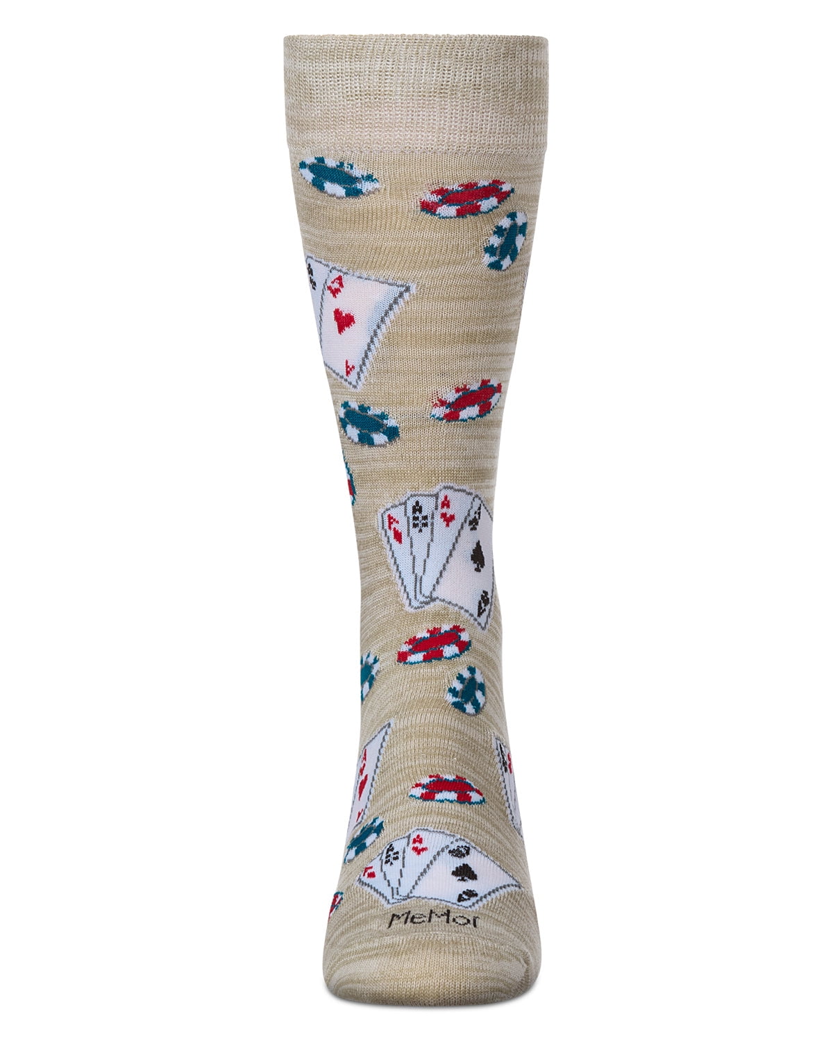 MeMoi Poker Face Playing Card Bamboo Blend Men's Crew Socks - Mens - Male, 10-13, Crockery