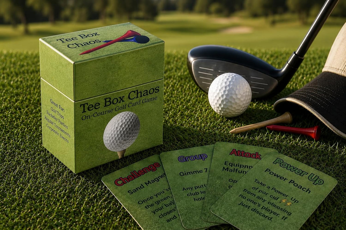 Tee Box Chaos - Waterproof Golf Course Card Deck | 105 Cards Add Strategic Fun to Your Round | Perfect for Golf Outings, Bachelor Parties & Corporate Events