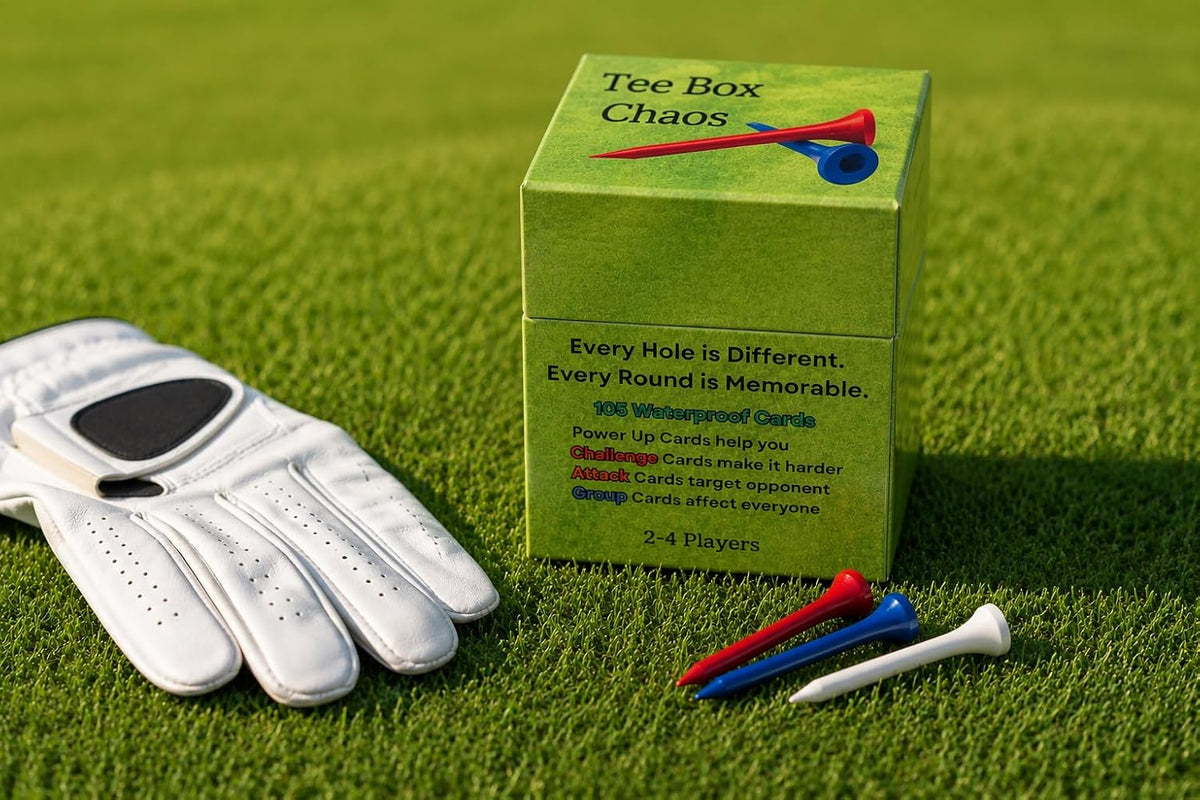 Tee Box Chaos - Waterproof Golf Course Card Deck | 105 Cards Add Strategic Fun to Your Round | Perfect for Golf Outings, Bachelor Parties & Corporate Events