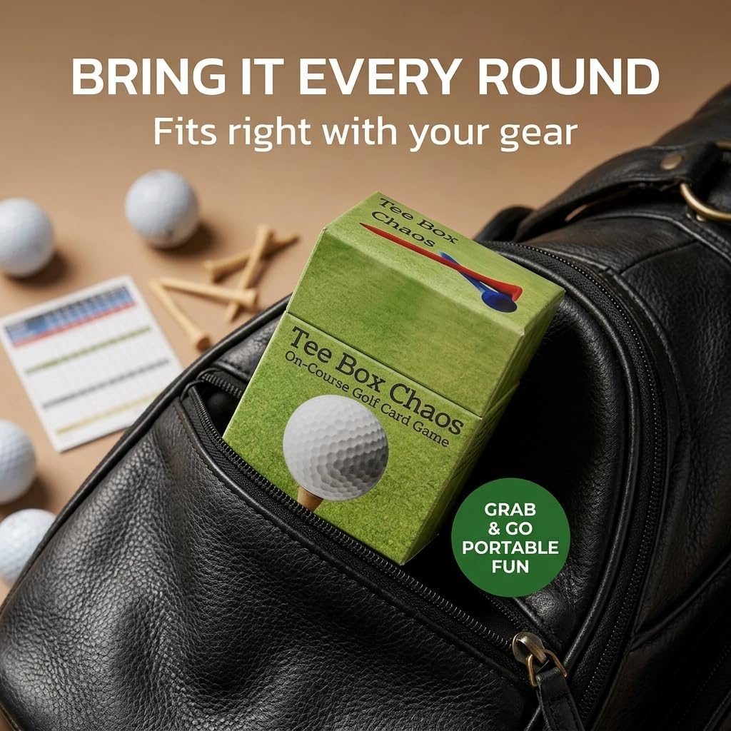 Tee Box Chaos - Waterproof Golf Course Card Deck | 105 Cards Add Strategic Fun to Your Round | Perfect for Golf Outings, Bachelor Parties & Corporate Events