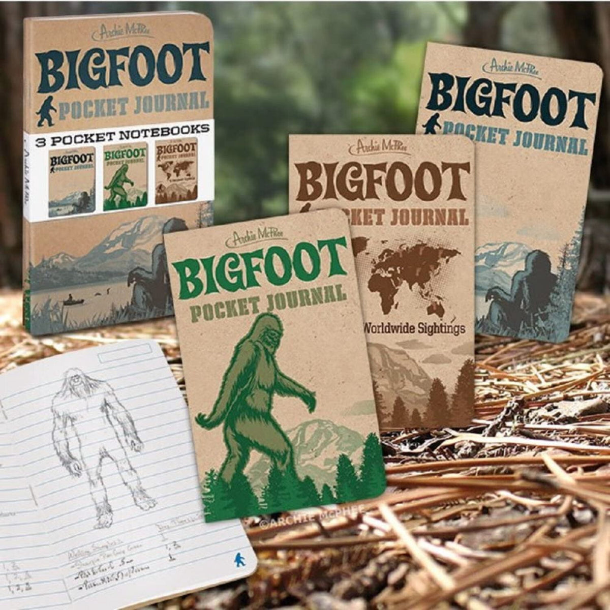 Archie McPhee Bigfoot Notebook Set of 3