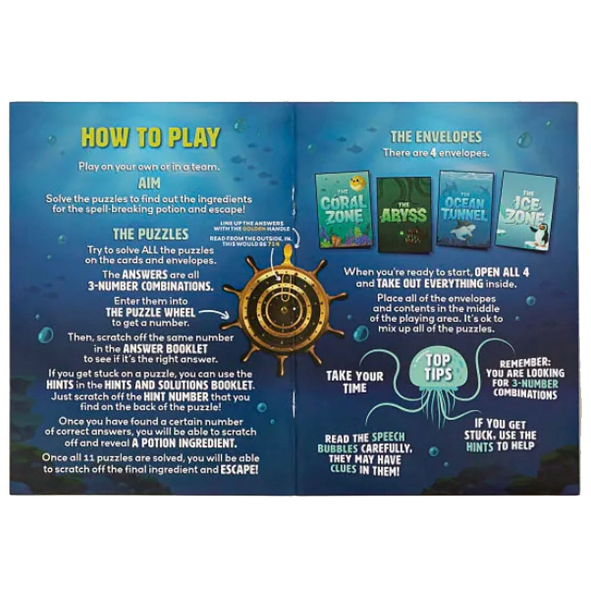 Professor Puzzle: Escape From The Aquarium - Escape Room Game, 11 Logic-Number-Observational Puzzles, Co-Op Underwater Adventure, Kids 8+, 1-6 Players