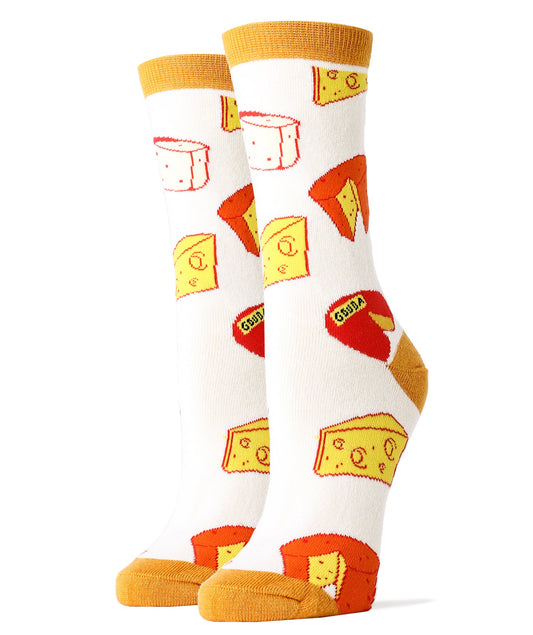 Oooh Yeah Women's Funny Novelty Crew Socks, Crazy Cool Fashion Socks, Make That Cheddar
