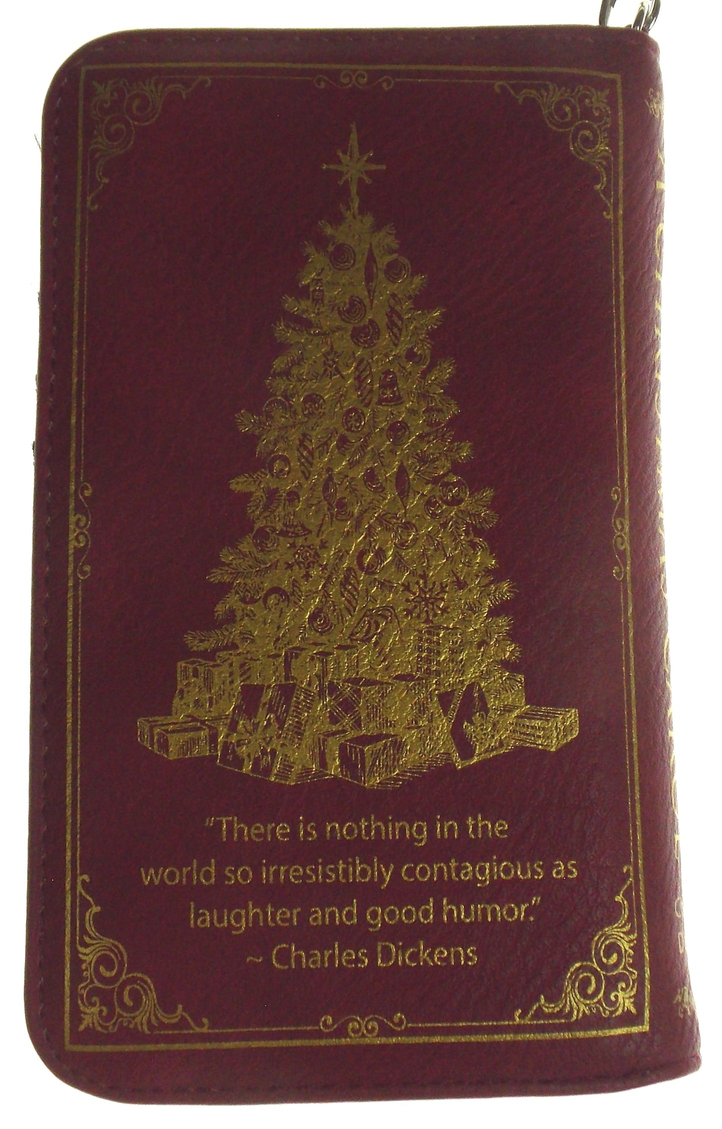 Charles Dickens Christmas Carol Red Faux Leather Zippered Wallet Cards Wristlet