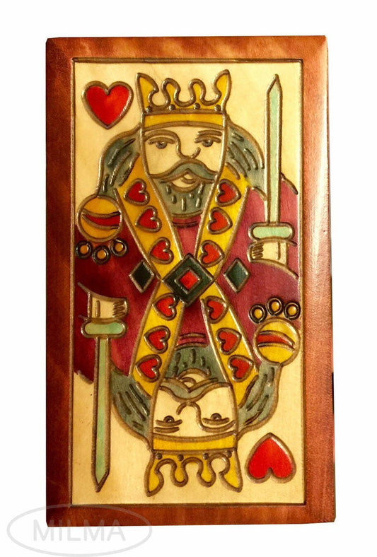KING Playing Card Box Handmade Wood King of Hearts Playing Cards Box Storage Holder Made in Poland