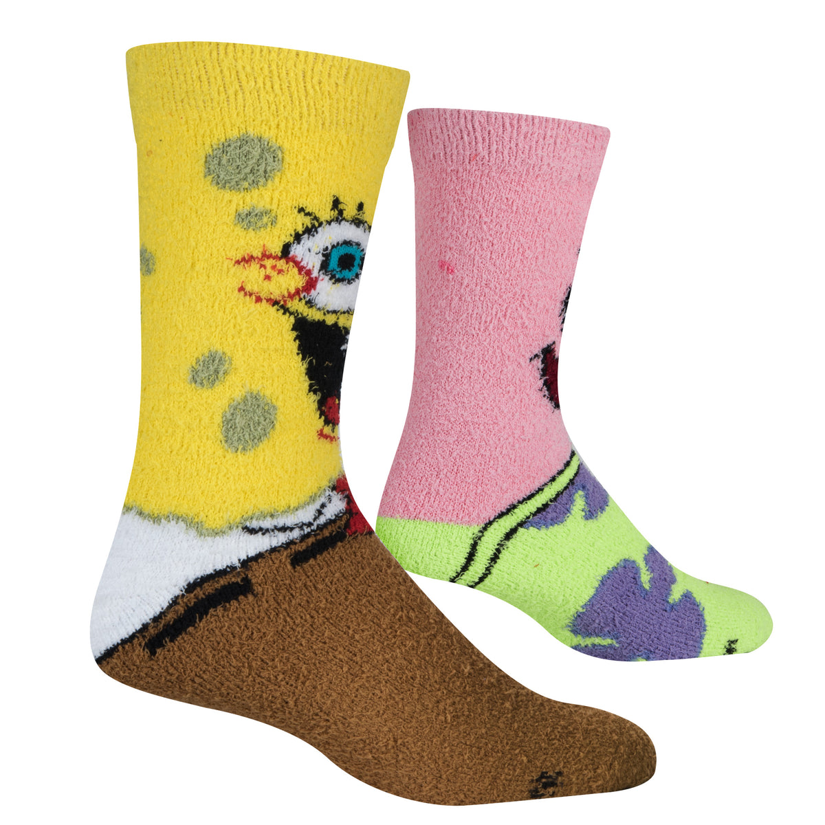 Cool Socks Novelty Crew Socks Men's Women's, Bikini Bottom Boys Fuzzy, Graphic Print, Large