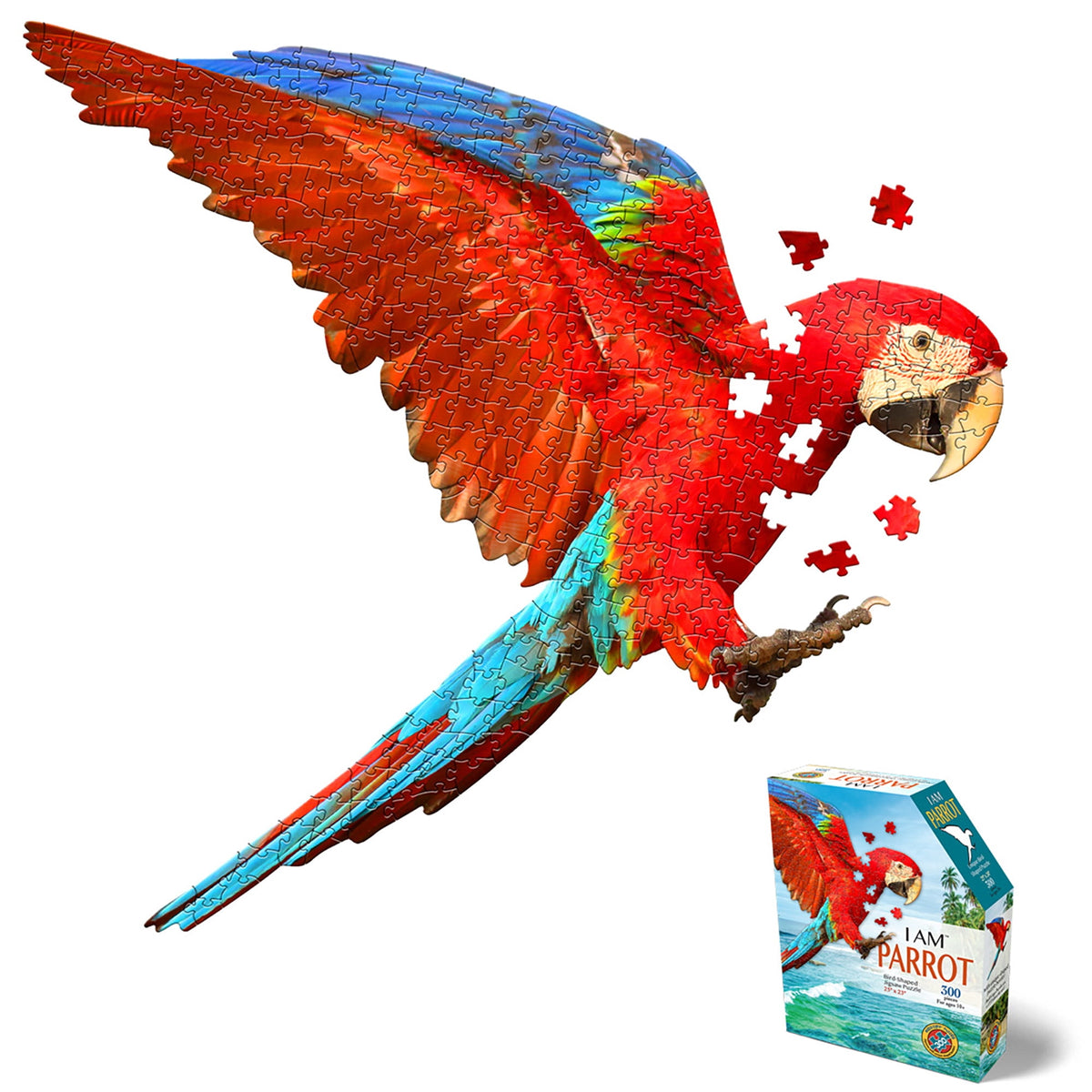 Madd Capp PARROT 300 Piece Jigsaw Puzzle For Ages 10 and up - 6022 - Unique-Shaped Border, Challenging Random Cut Pieces, Deluxe Five-Sided Tamperproof, Includes Educational Madd Capp Fun Facts