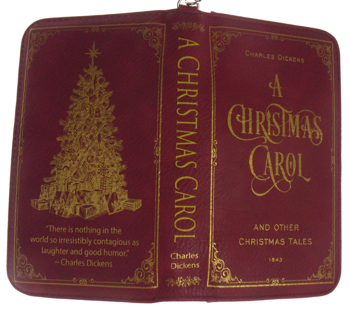 Charles Dickens Christmas Carol Red Faux Leather Zippered Wallet Cards Wristlet