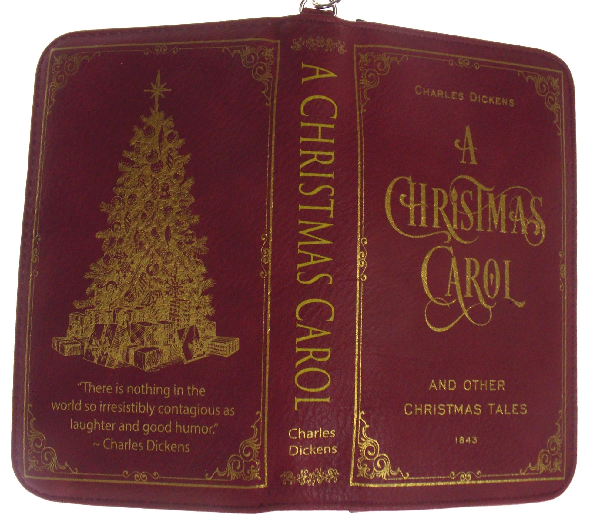 Charles Dickens Christmas Carol Red Faux Leather Zippered Wallet Cards Wristlet