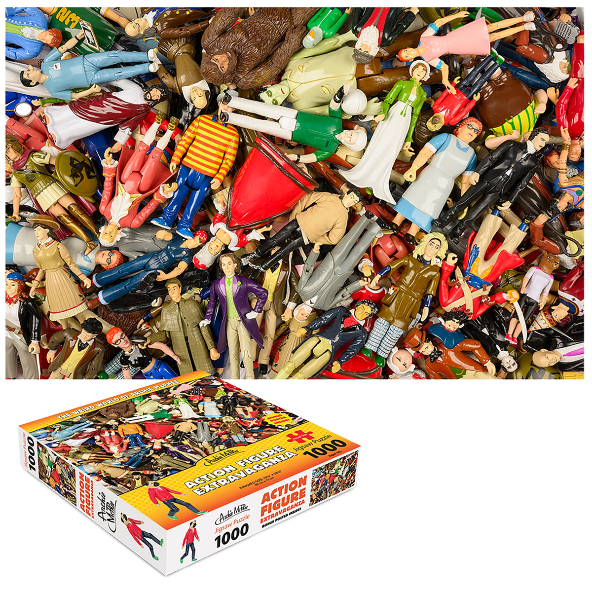 Accoutrements Action Figure Extravaganza Standard Funny Collectible Jigsaw Puzzle, Multicolored