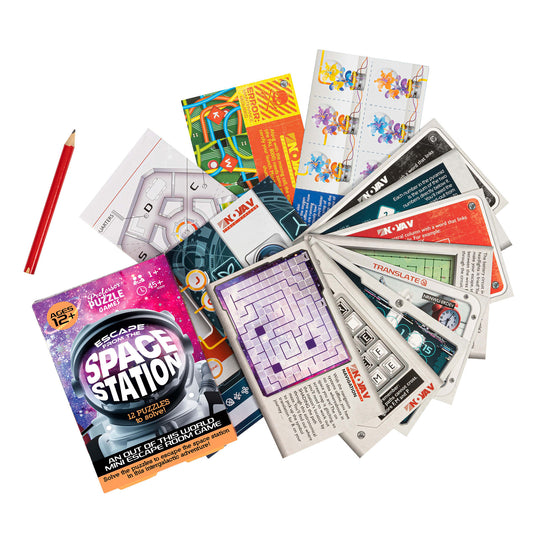Professor Puzzle: Escape From The Space Station - An Out Of This World Mini Escape Room Game, 12 Picture-Maze-Solution Puzzles, Ages 12+, 1+ Players