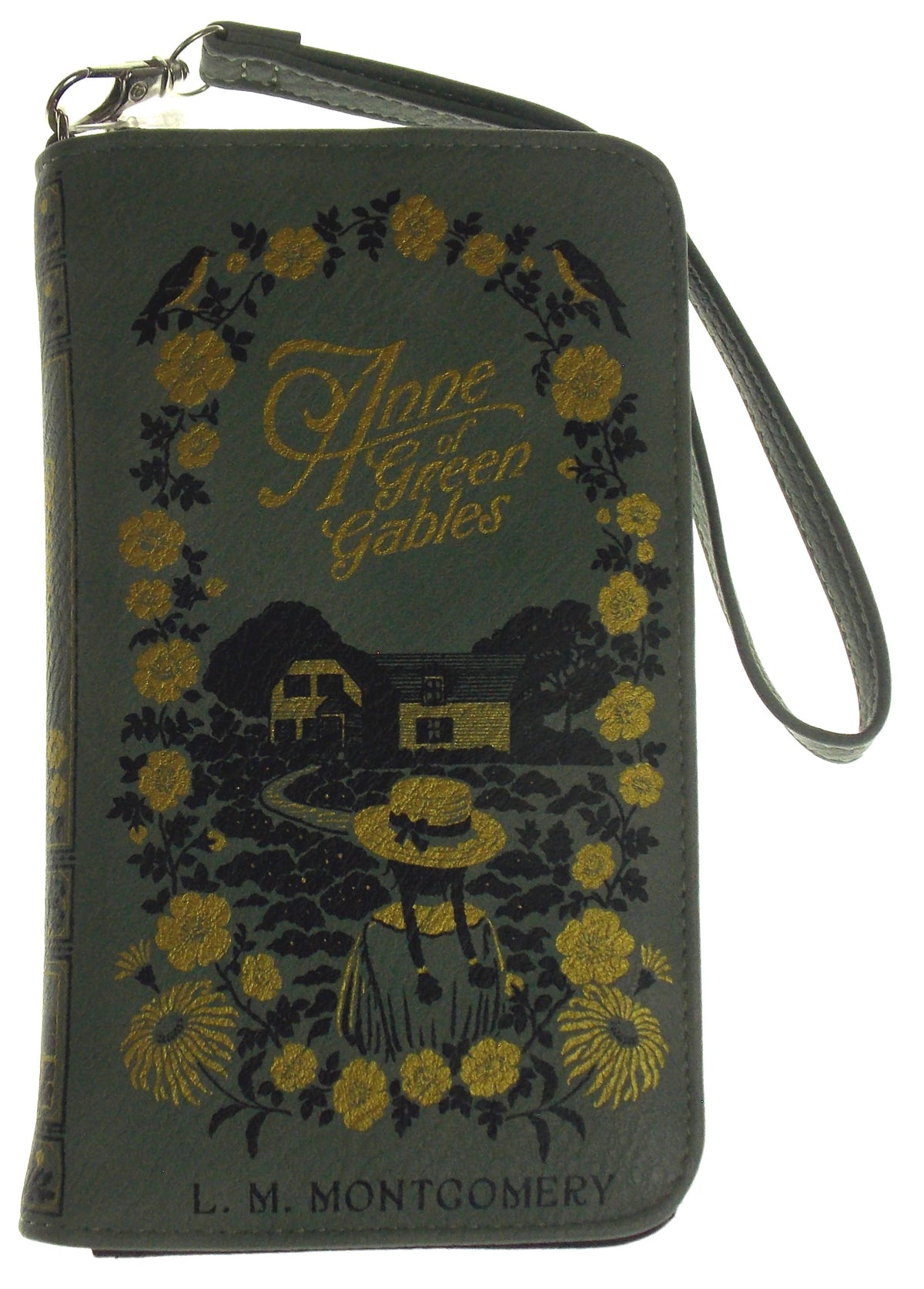 Anne Of Green Gables Green Faux Leather Wristlet Wallet Card Slots Zipper Book