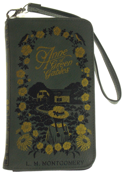 Anne Of Green Gables Green Faux Leather Wristlet Wallet Card Slots Zipper Book