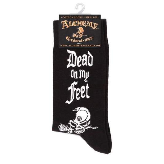 Alchemy Gothic Cotton, Polyamide And Elastane Dead On My Feet Socks - Black