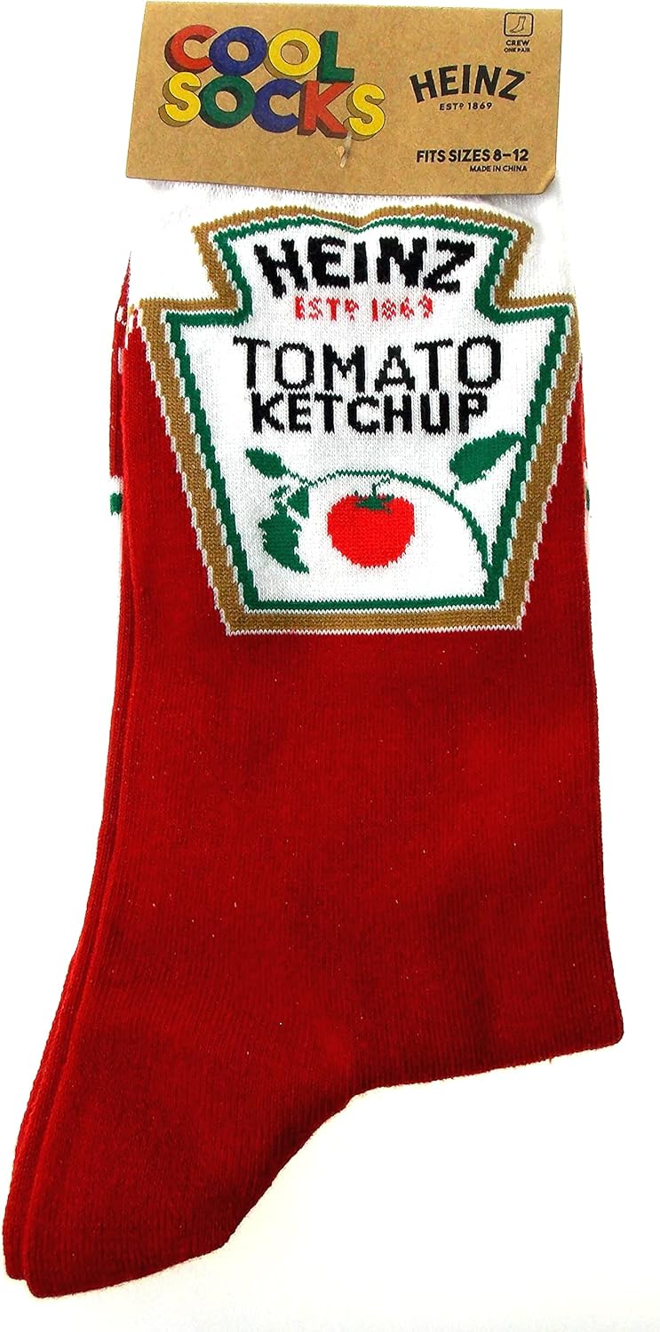 Heinz Tomato Ketchup Socks Bundled with Ketchup Candy - Novelty Gift Set