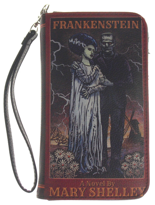 Mary Shelley Frankenstein Zippered Wristlet Wallet Faux Leather Card Slots Book