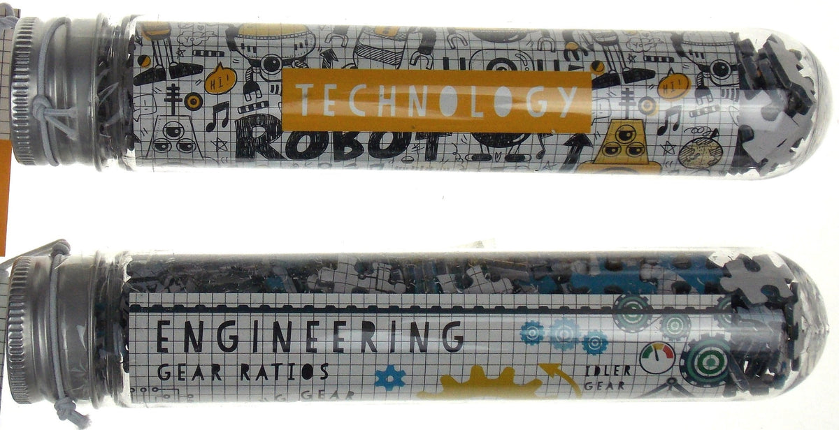 STEM Jigsaw Puzzle Set of 4 - Science, Technology, Engineering & Math Mini 150 pc puzzles in Test Tube Shaped Containers