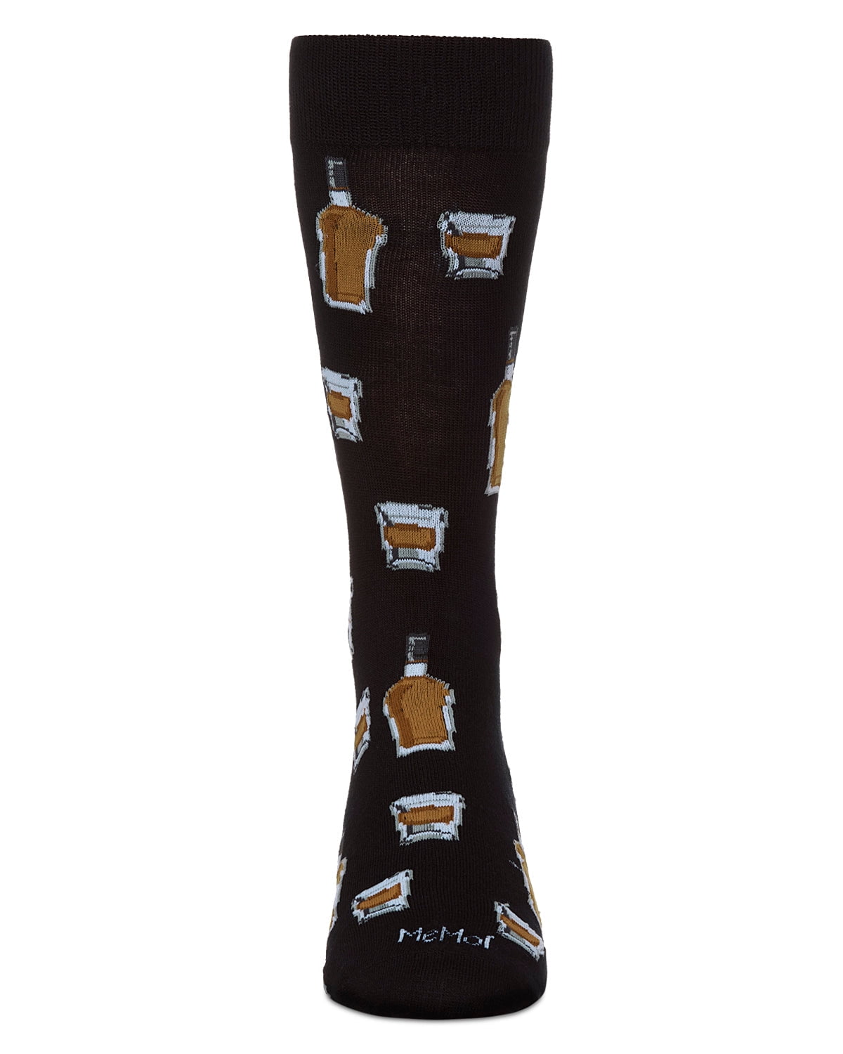 MeMoi Whiskey Bar Conversational Bamboo Blend Men's Socks - Mens - Male, 10-13, Black