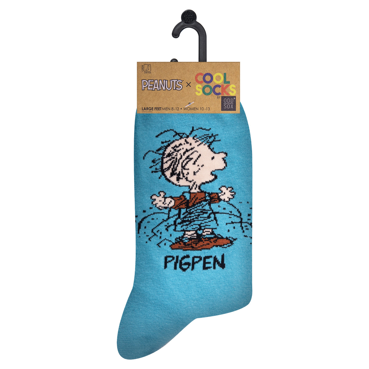 Cool Socks Pigpen Peanuts Charlie Brown Cartoon Crew Socks, Size Large