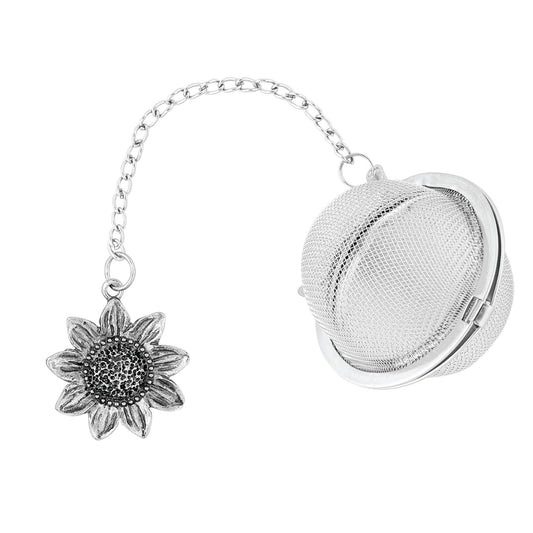 Supreme 18/8 Stainless Steel 2 Inch Mesh Tea Ball Infuser/Tea Interval Diffuser/Tea Strainer Infuser with Zinc Alloy Sunflower Charm for Tea and Everyday Use