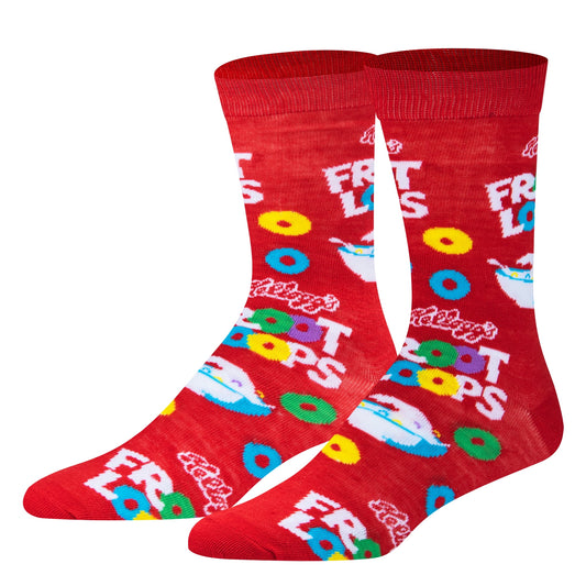 Crazy Socks Froot Loops Cereal Crew Socks, Size Large