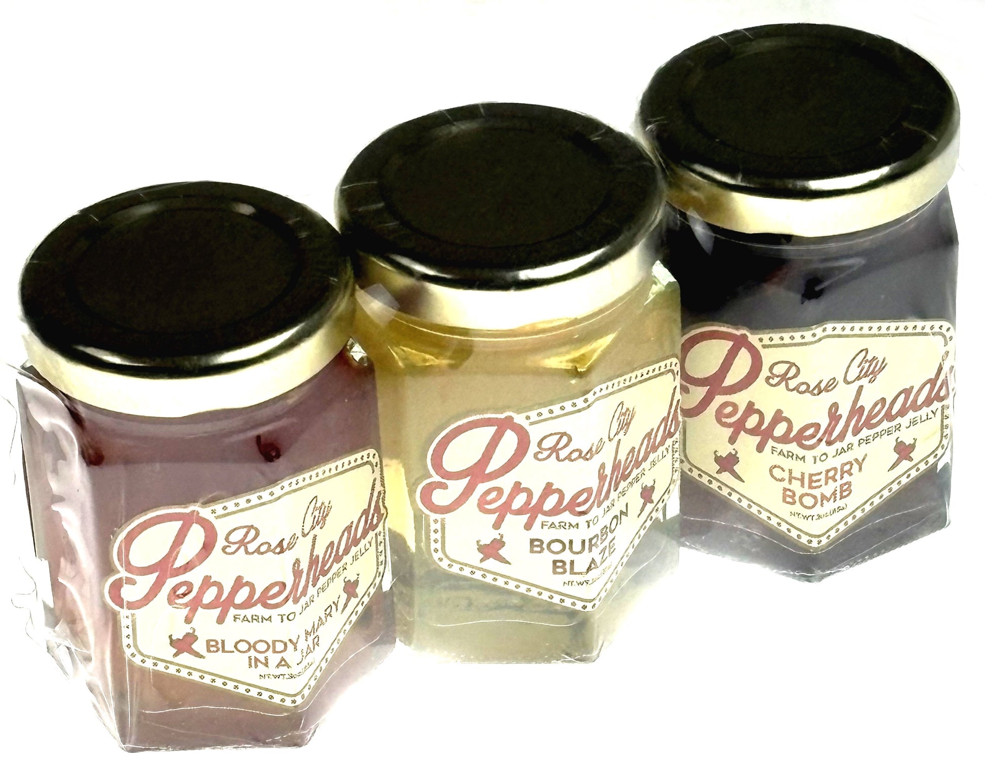 3 oz Mini Distillery Trio Pack (Bloody Mary in a Jar, Bourbon Blaze, Cherry Bomb) - Jelly