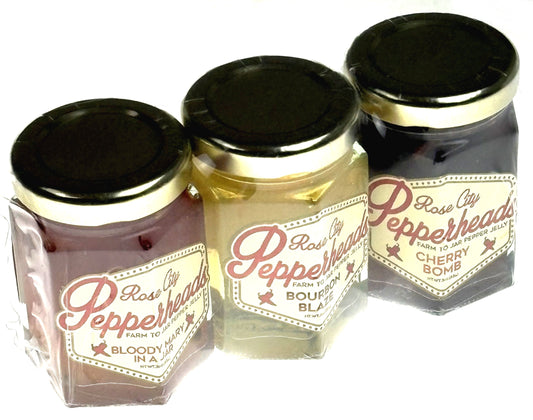 3 oz Mini Distillery Trio Pack (Bloody Mary in a Jar, Bourbon Blaze, Cherry Bomb) - Jelly