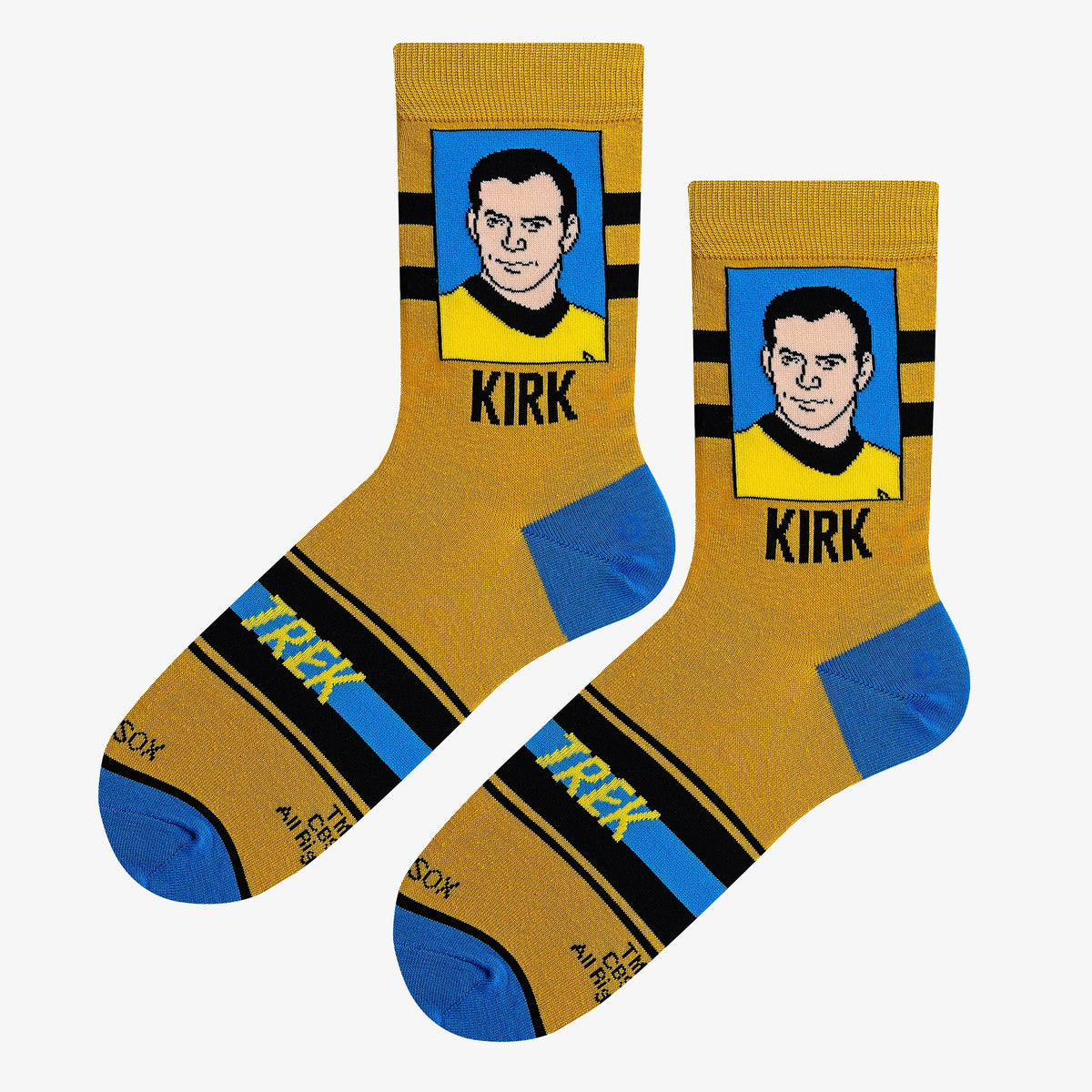 Cool Socks Captain Kirk Portrait Novelty Funny Crew Socks, Size Medium