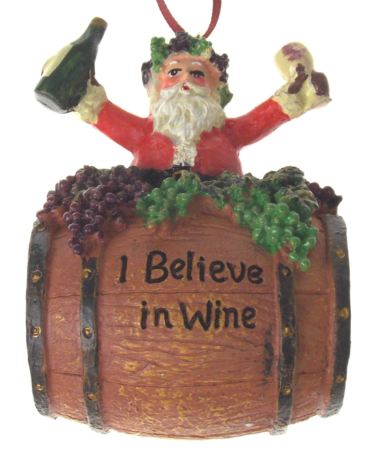 Santa On Barrel Ornament Bundled with Bring Me Some Wine Socks