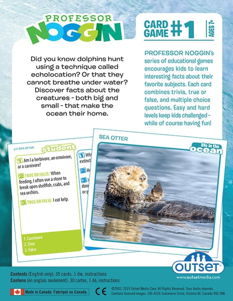 Professor Noggin: Life in the Ocean Educational Card Game For 2 or more Players Ages 7 and up