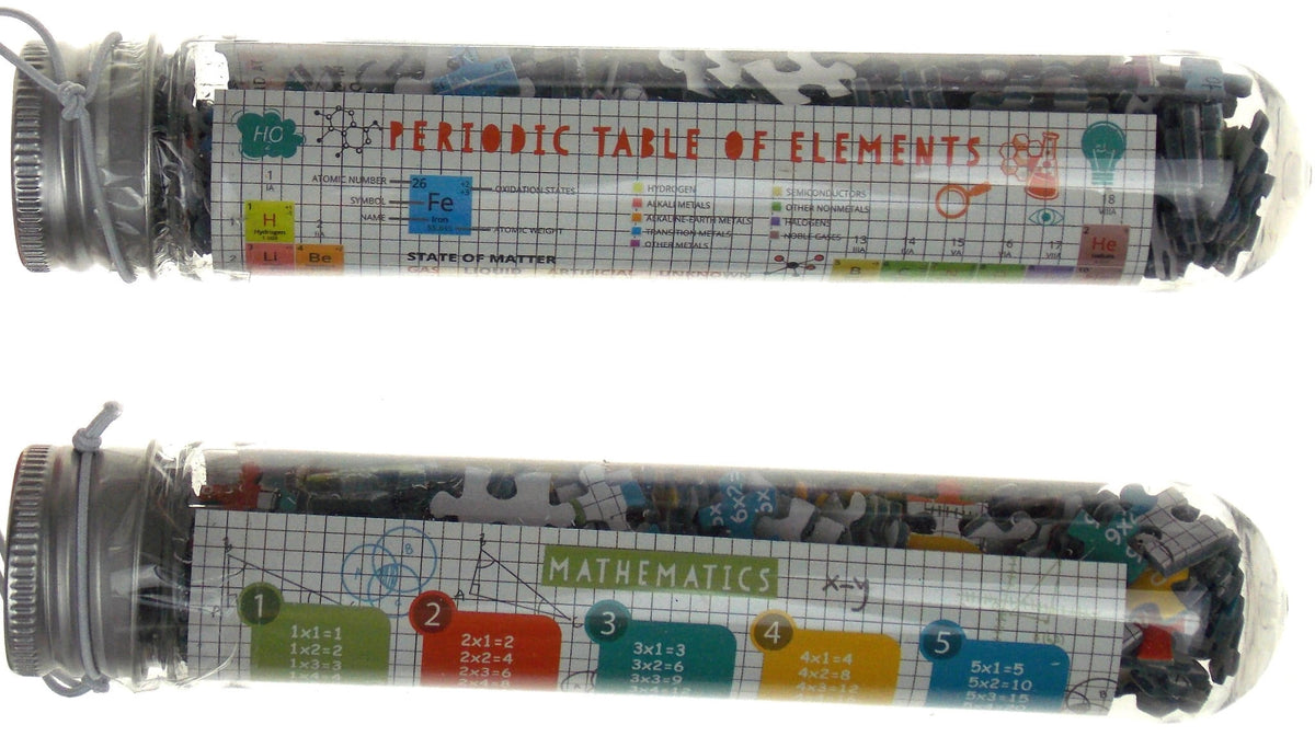 STEM Jigsaw Puzzle Set of 4 - Science, Technology, Engineering & Math Mini 150 pc puzzles in Test Tube Shaped Containers