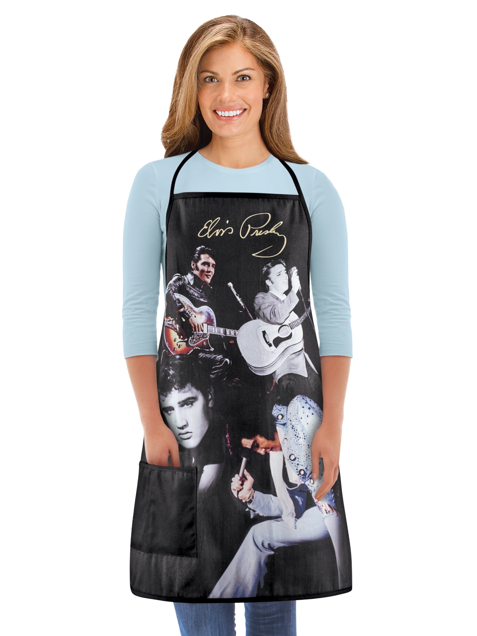 Collections Etc Elvis Presley Black Apron with Side Pocket