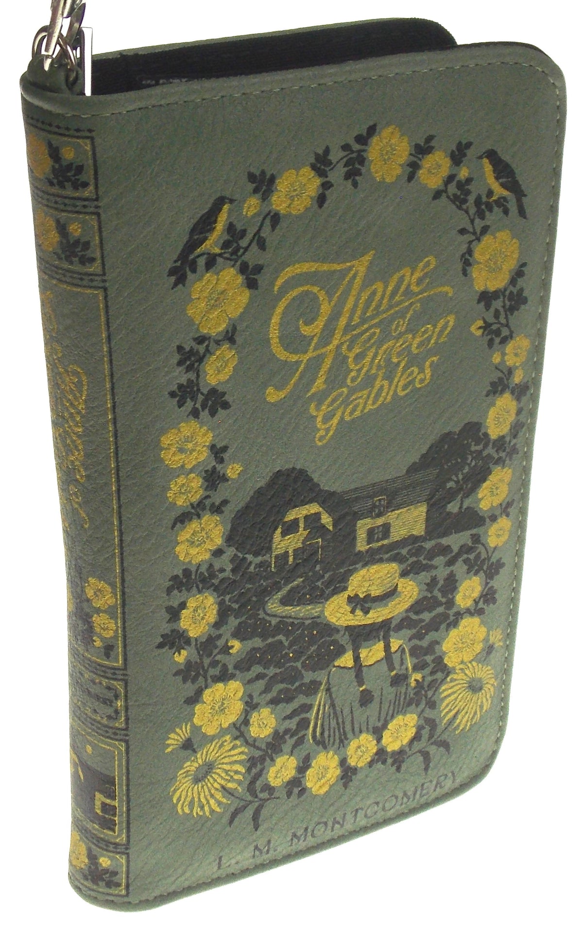 Anne Of Green Gables Green Faux Leather Wristlet Wallet Card Slots Zipper Book