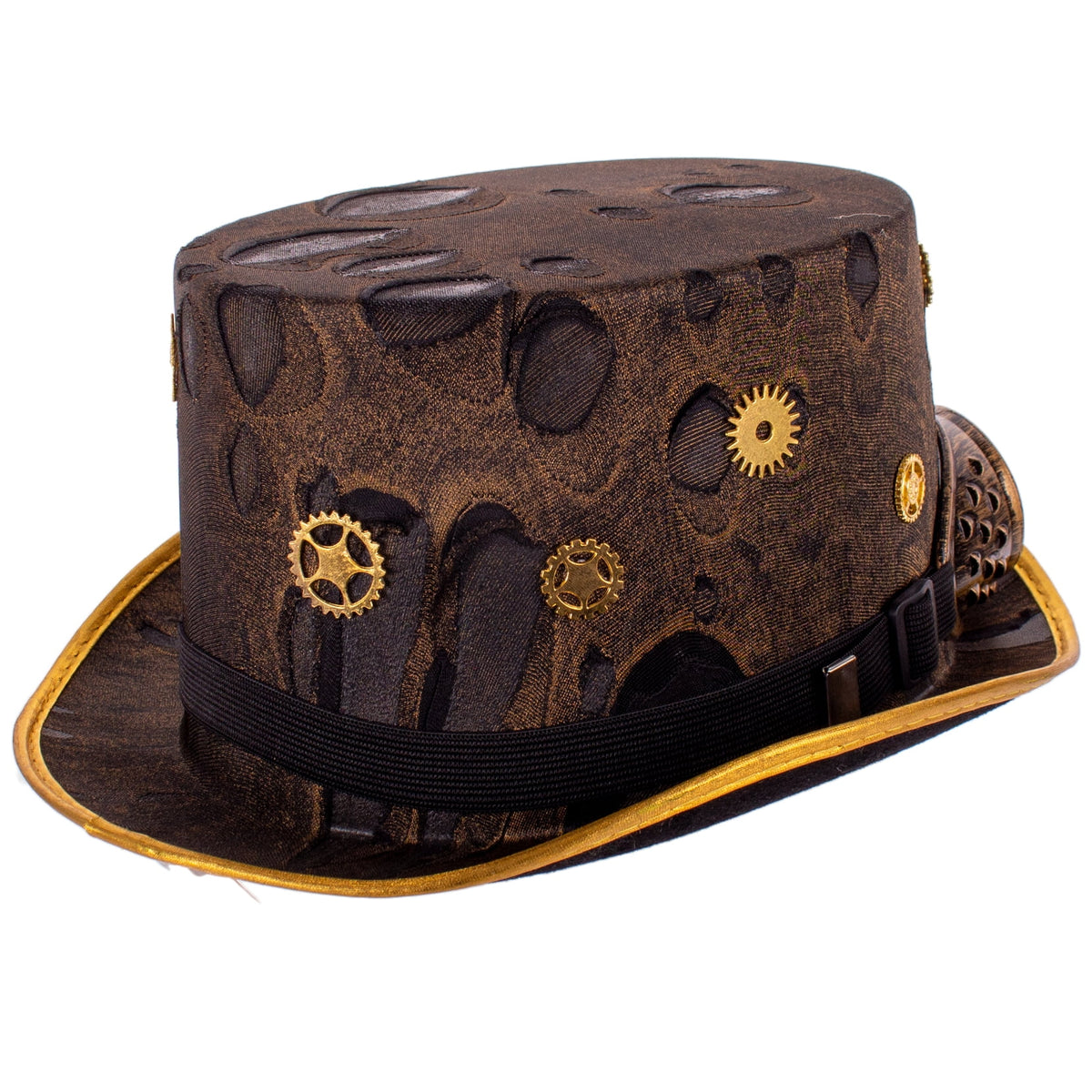 Funny Fashion Steampunk High Top with Goggles Halloween Costume Hat, Black Gold, One-Size